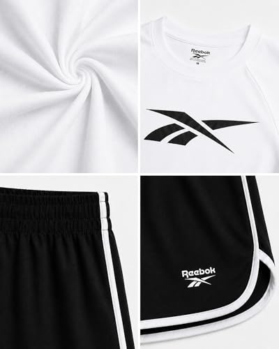 Image of Reebok Boys Athletic Shorts Set - 3 Piece Summer Clothes Outfit with Graphic Tees and Boys Running Shorts for Active Kids