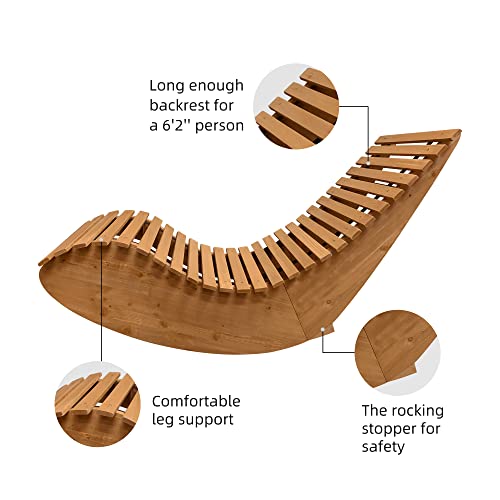 Fortune Candy Wooden Lounge Chair For Patio, Porch, Pool And Backyard, Solid Fir Wood, Heavy Duty 340 Lbs, For Both Outdoor And Indoor, Weatherproof, Brown #TOP4