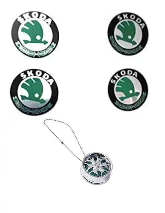 Car Wheel Aloy Alloy Center Hub Cap Sticker Emblem Monogram Badge Logo Decal Symbol with Wheel Perfume for S-Koda Rapid Fabia Octavia Superb Yeti Laura (56 mm Diameter)-image-13