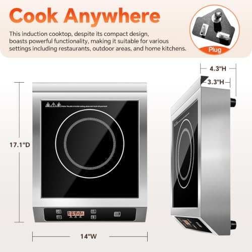 Image of 3500W Commercial Induction Cooktop with Sensor Touch LCD