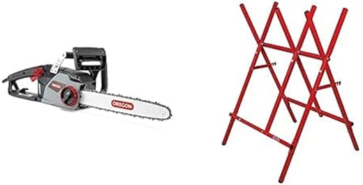 Oregon CS1400 2400W Chainsaw and Steel Log Saw Horse, Powerful Electric Chainsaw with 16-Inch (40 cm) Bar, 230V Motor, 6m Power Cable,DuraCut Saw Chain, Quiet and Lightweight