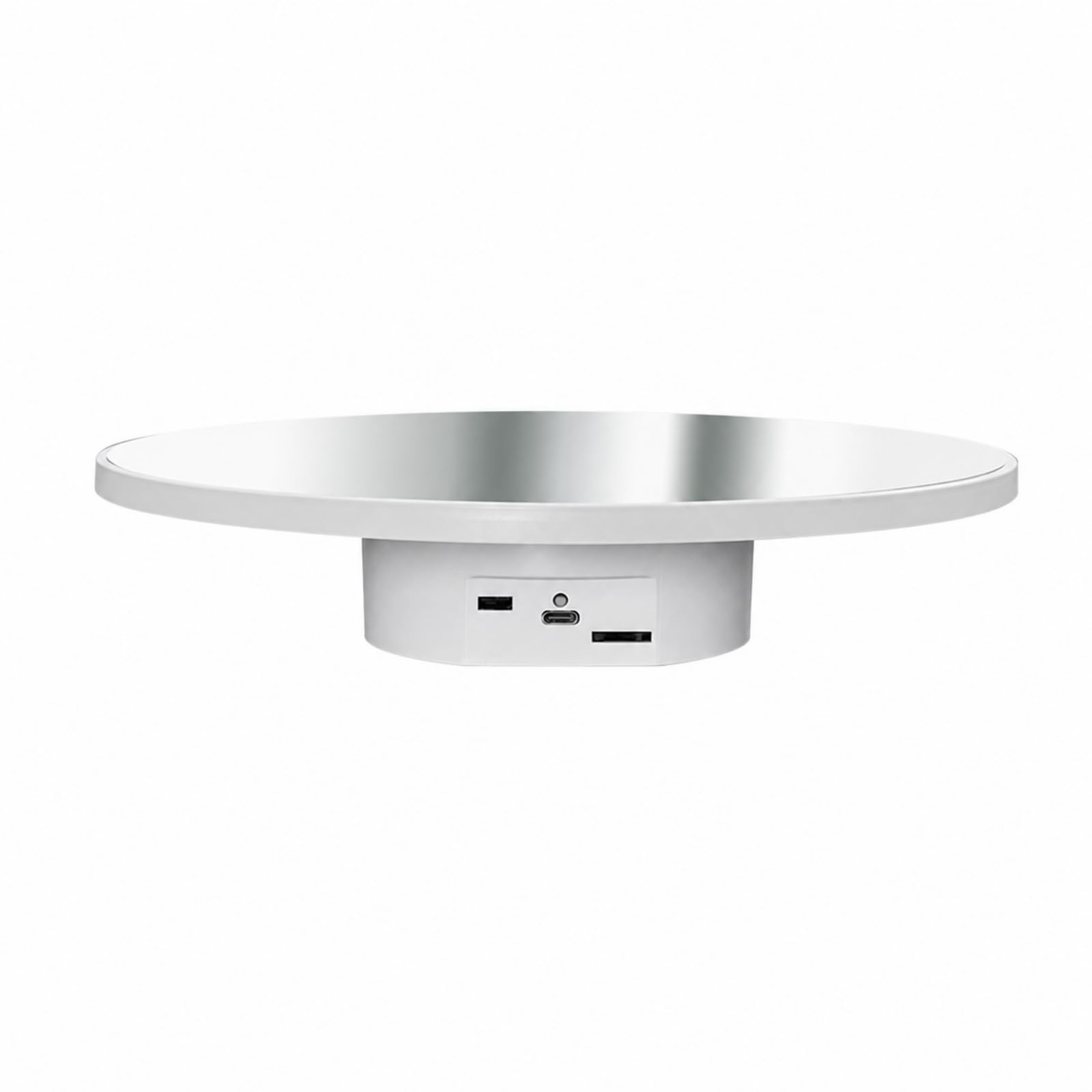 Base Rotante con Specchio a 360 gradi°, Bianco A Specchio, 25 Cm, Velocità Regolabile, Car