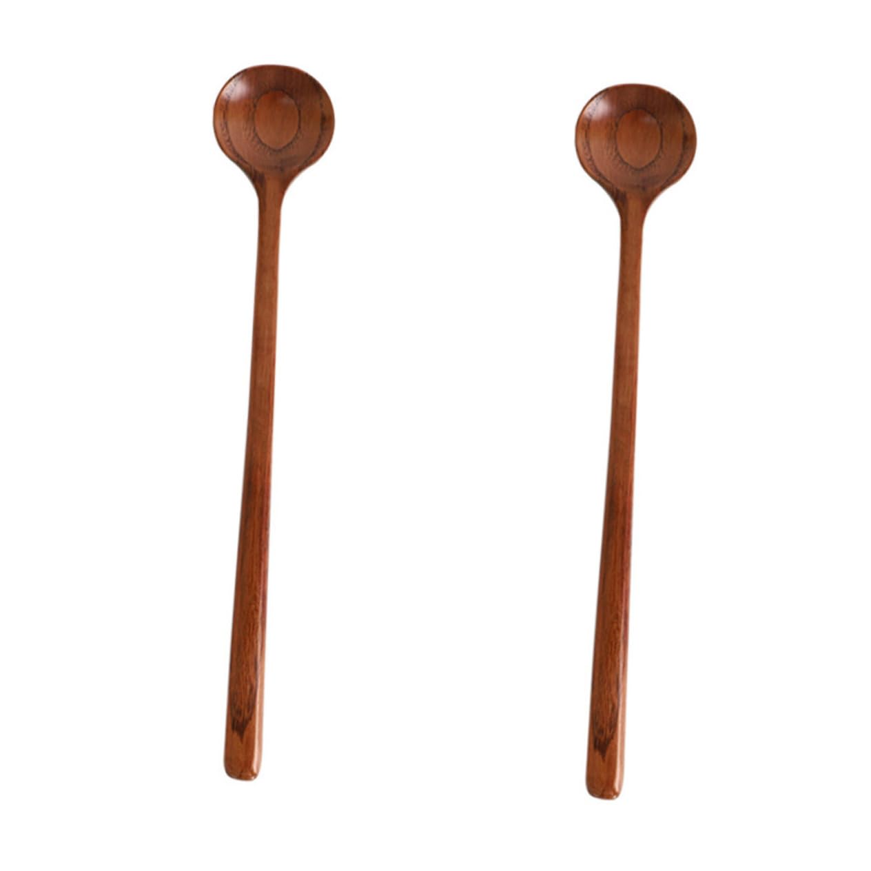 COLLBATH 2pcs Mixing Spoon Dessert Spoon Chinese Spoons Wire Stems for Craft Korean Soup Spoon Smooth Surface Spoon Japanese Spoon Chinese Soup Spoons Jelly Spoon Brown Wooden