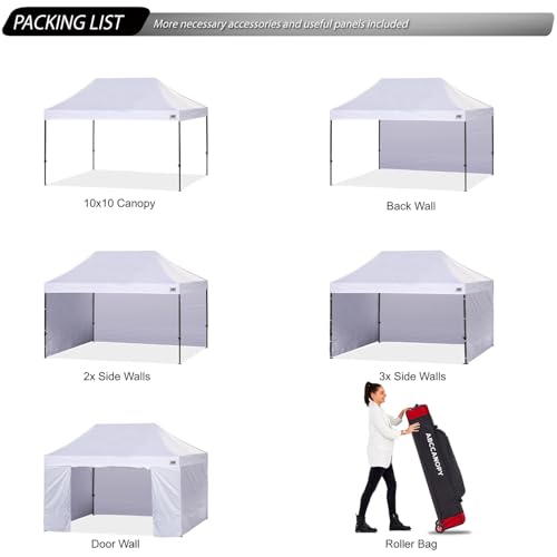Image of ABCCANOPY Heavy Duty Instant Pop up Canopy Tent with Sidewalls10x15, Ivory White