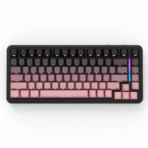 ATTACK SHARK M86 Teclado Mecánico Gasket, Teclado para Juegos RGB Inalámbrico Tri Mode (BT/2.4G/USB C) al 75%, Impreso En El Lateral, Intercambiable En Caliente, Interruptores Lineales Rosa Degradado
