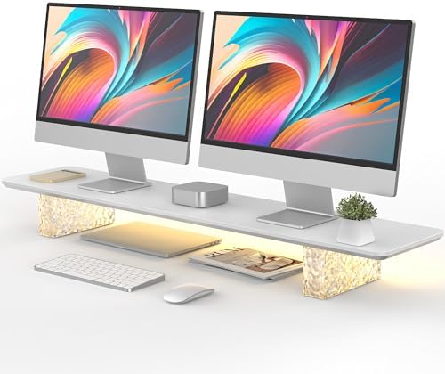 Amazon.com: LA QUEENIE Monitor Stand Riser,Wood & Acrylic Computer ...