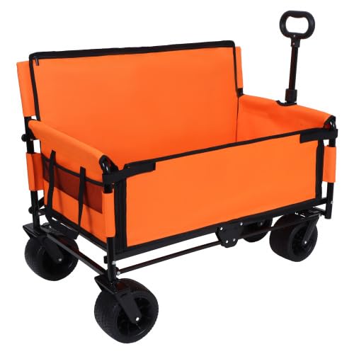 3-in-1 Convertible Folding Wagon Cart with Bench Seat & Storage - 500lbs Heavy-Duty Utility Wagon, 180L Capacity All-Terrain Wheels for Camping, Beach