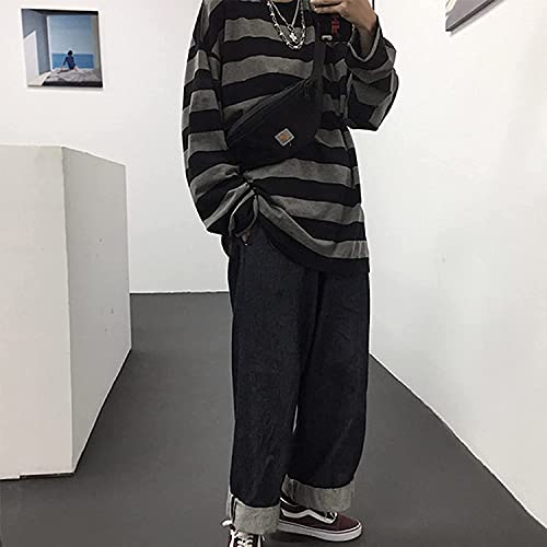 Striped Crewneck Long-Sleeve T-Shirt Alt Pullover Emo Shirt Punk Japanese Harajuku Streetwear4