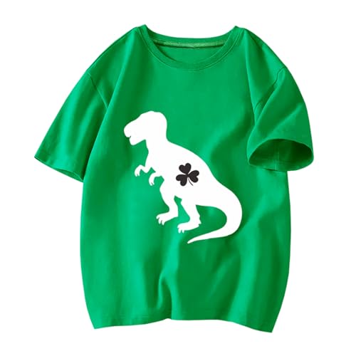 Toddler St Patricks Day Shirt Boys Girls Green Shamrock Clover Dinosaur Tees Kids Short Sleeve Saint Patrick's Tee Tops 2t