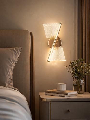 Image of FILLISKA Luxurious Acrylic Crystal Wall Lamp with Adjustable Colour Changing Function, Elegant Finish (Acrylic FrenchGold-371)(1 Year Warranty)