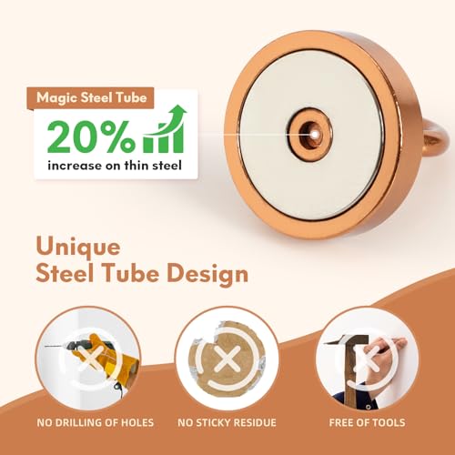 Image of Neosmuk Magnetic Hooks Steel Tube Design for Cruise,130lb+ Bronze,10 Pack | Cruise Ship Essentials,Heavy Duty Magnett Hooks for Cabins, Refrigerator, Grill, Hanging, and Travel Extra Strong Must-Haves