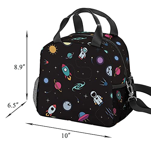 Kids Lunch Bag, Insulated Leakproof Lunch Box Containers Resuable Cooler Lunch Tote Bag With Detachable Adjustable Shoulder Strap & Side Pockets For Girls Boys School Travel Picnic In Cool Astronaut #TOP4