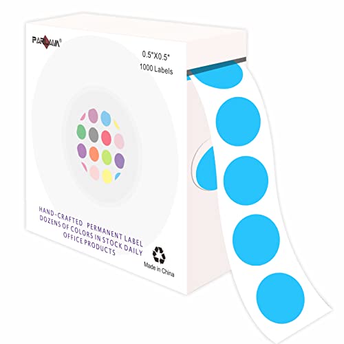 PARLAIM 0.5 Inch Round Color-Code Dot Stickers,Circle Colorful Coding Label Sticker for Home Office Classroom(Sky Blue)