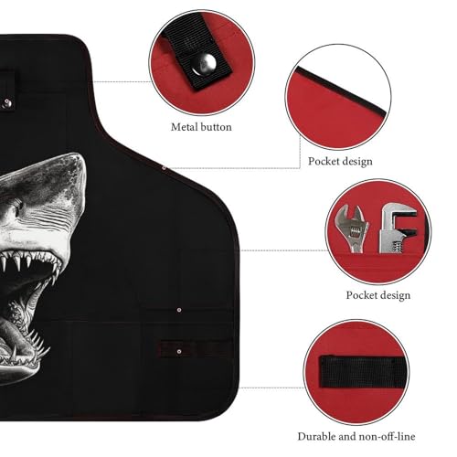 Delantal de trabajo Black Shark Head con 8 bolsillos ajustable miniatura 3