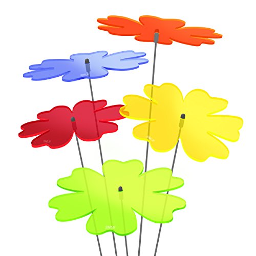 SUNPLAY Sonnenfänger Butterblume im FARBMIX, 5 Stück zu je 20 cm Durchmesser im Set + 70 cm Schwingstäbe