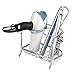 mDesign Hair Dryer and Hair Straightener Holder - Ideal for Storage of Hair Dryer, Hair Straightener, Hair Brushes, and More - Metal Hair Dryer Stand - Silver