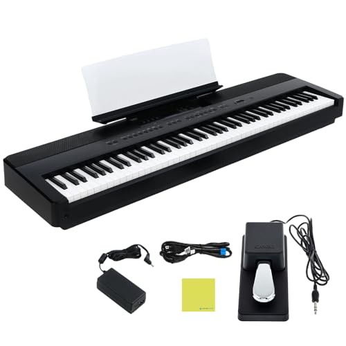 Image of Kawai ES920 88-Key Digital Piano, Satin Black Bundle with Kawai F-10H Damper Pedal and Liquid Audio Polishing Cloth