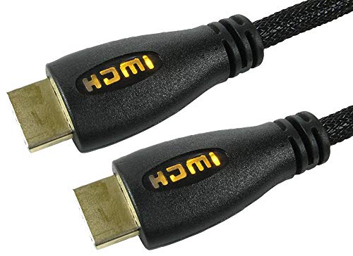 Pro Signal 99HD4-02YW 4K HDMI Cable with Ethernet, 2m - Braided, Yellow LED Display, Gold-Plated Connectors, ARC Support, 2160p @60Hz