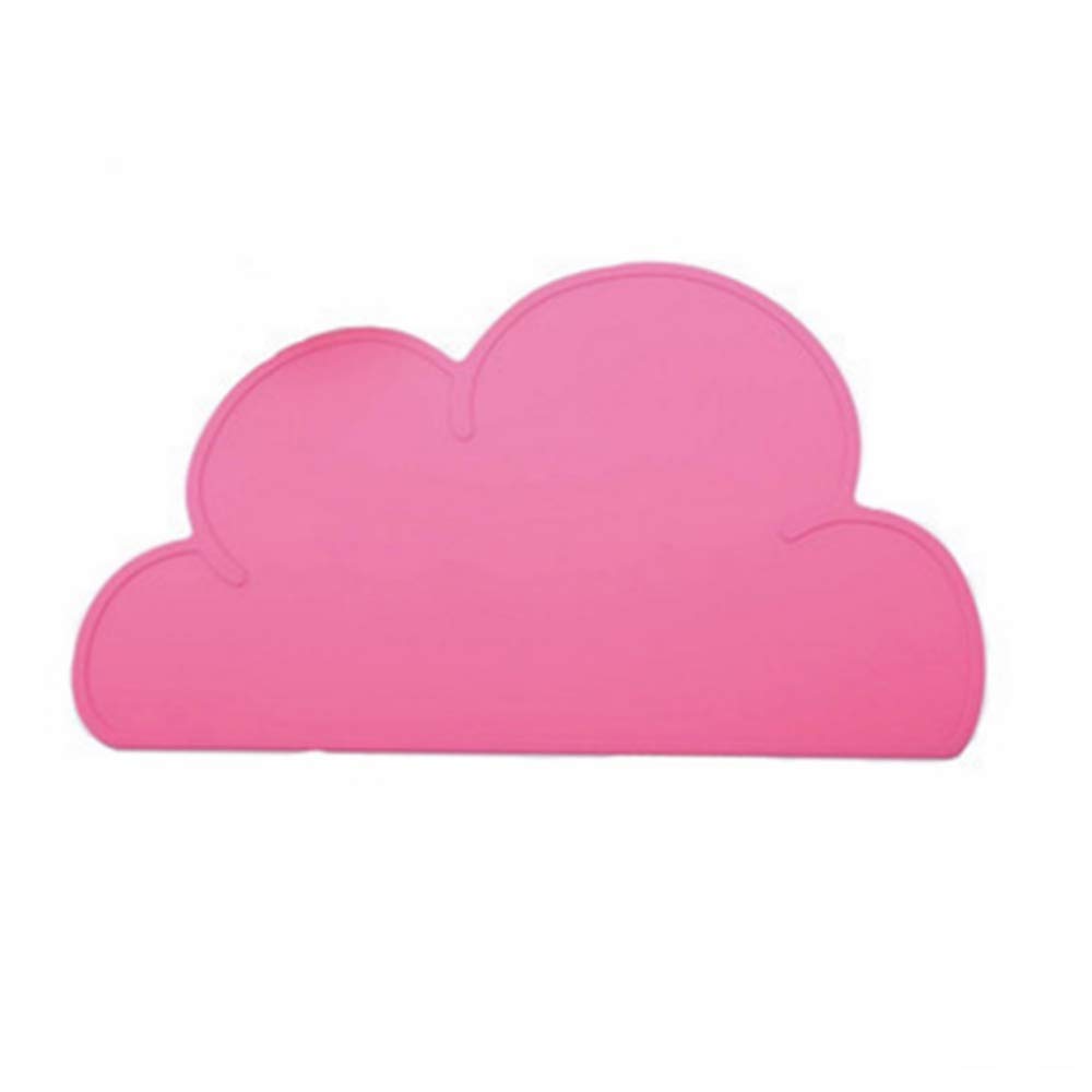 Kids Silicone Cloud Placemat Non Slip Washable Table Mat Portable Baby Placemats Dining Table Decoration Mats Dishwasher Safe(Rose Red)