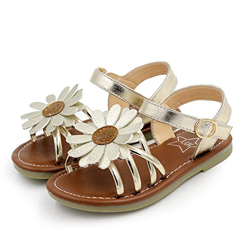 Shevalues Girl'S Flower Flat Sandals Cute Summer Shoes Open Toe Ankle Strap Sunflower Dress Sandals For Kids thumb #2