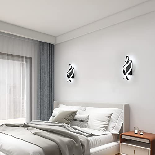 Goeco Led Wall Sconce,19W Modern Wall Sconce Lighting,Spiral Design Indoor Wall Light For Bedroom Living Room Office Restaurant Hallway 6500K Cool White Light Wall Mounted Lamp(Black) #TOP4