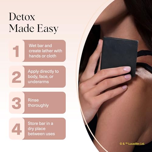 Image of Kitsch Charcoal Soap Body Wash Bar x Star Wars Darth - Detoxifying Bar Soap w /Activated Charcoal - Gently Removes Excess Oil & Impurities, Clears Pores, Firms & Moisturizes Skin - Made in USA - 4 oz