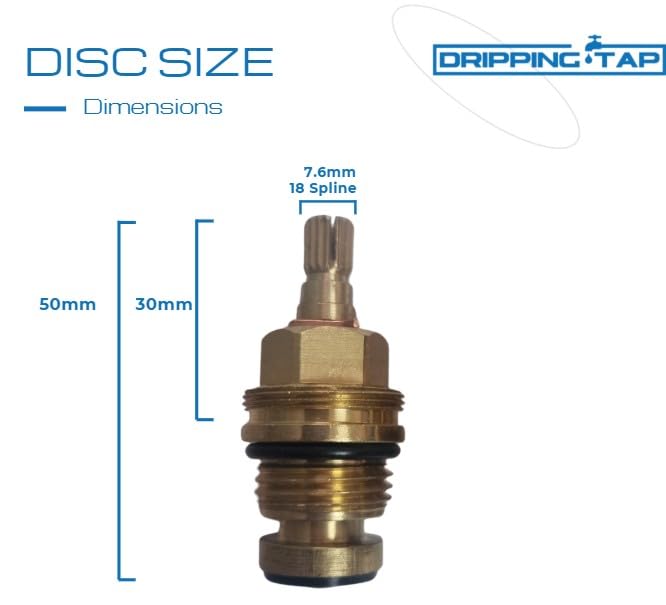 1/2" Screwdown Tap Gland 18 Teeth 7.6mm Spline, 50cm Height, for Armitage Shanks Tantofex, Ideal Standard - Image 3