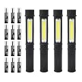LED Battery Worklight Magnetic Flashlights,Unique Cool Gadget Tool for Men Dad Him Gift Idea,Bulk Pocket COB Work Lamp Torch for Automotive,Grill,Camping,Emergency (4 Pack,Black,Batteries Included)