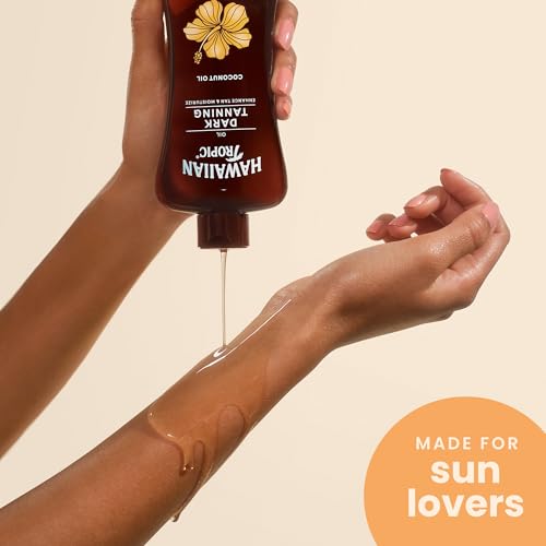 hawaiian tropic dark tanning oil 8oz  moisturizing body oil with cocoa butter tan enhancer 8oz each twin pack
