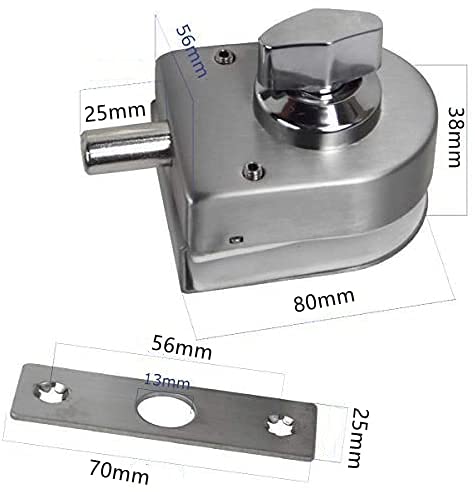 Ranbo Frameless Swinging Door Floor Bolt Lock, No-Drill, 304 Stainless Steel, for 3/8''-1/2''(10mm-12mm) Sliding Glass Doors - Image 2