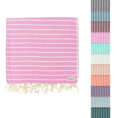 Sand Cloud Turkish Beach Towel - Sand Resistant - 100% Certified Organic Turkish Towel - Quick Dry Towel for Beach Picnic Blanket or Bath Towel - As Seen on Shark Tank - Gocek (Pink)