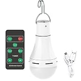 USB Rechargeable Light Bulb with Remote Timer, 4 Light Modes, Portable Emergency Light Bulb Hanging