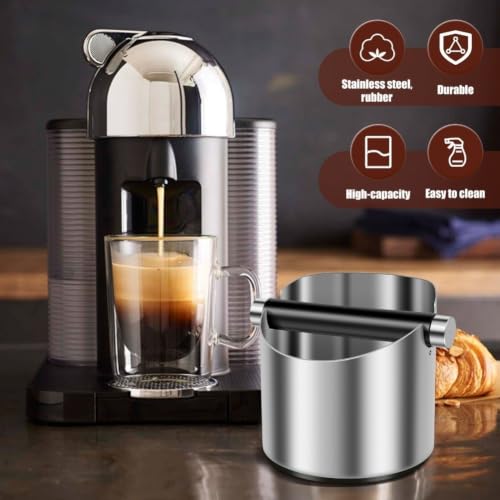 Cubo de café de acero inoxidable grueso de 700 ml con base de goma estable 8