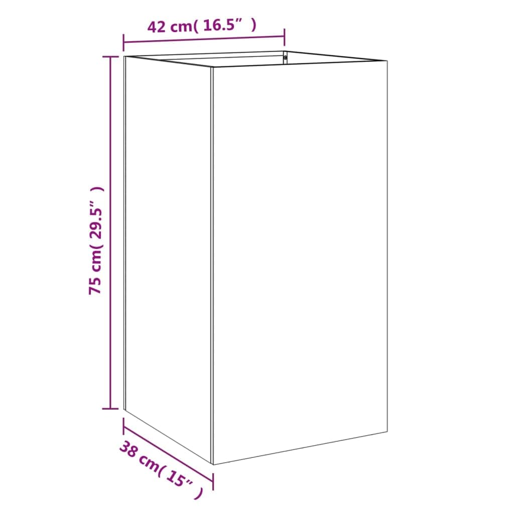 Jardinière Blanc en Acier laminé à Froid 42 x 38 x 75 cm, bac Plante pour intérieur et extérieur, Balcon terrasse Jardin, décoration Design avec Drainage et réserve Eau