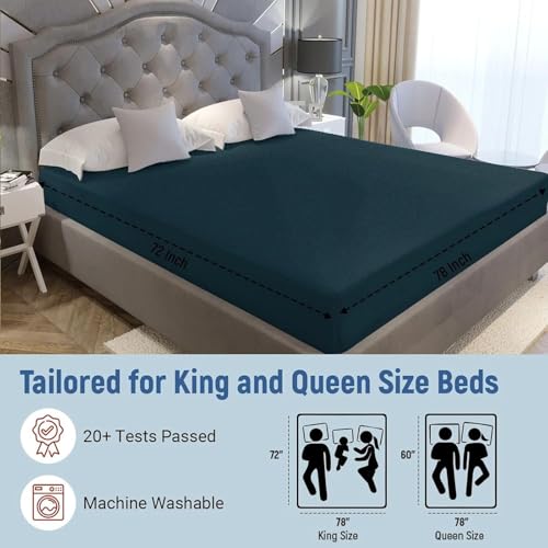 Image of La Verne 100% Waterproof Premium Cotton Feel Mattress Protector Queen Size 78 x 60 Inches | Breathable and Hypoallergenic Ultra Soft Fitted Bed Protector Cover