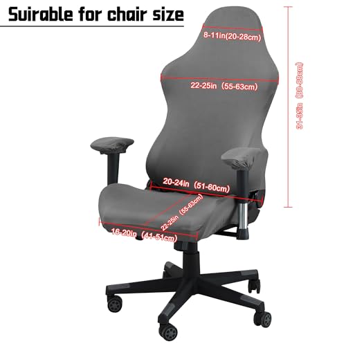 Image of BIETYONE Gaming Chair Covers (No Chair),Office Computer Chair Cover,Jacquard Stretch Prevent Cat Scratching Computer Chair Slipcovers,for Gamer Computer Chair Replacement Protector Cover,Gray