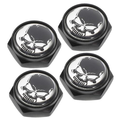 Tornillos para matriculas tirafondos negros de calavera PRETYZOOM para moto y coche