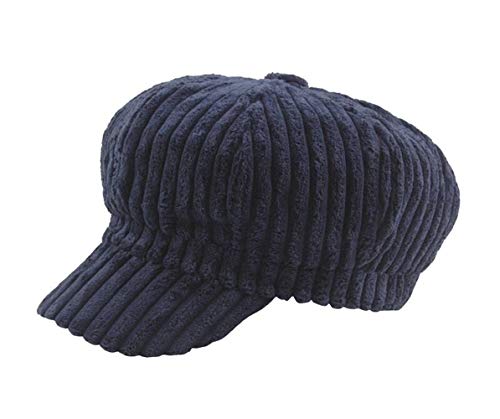 d'hiver Casquettes Gavroche Souples Chaud en Velours côtelé Bérets Bonnet Chapeau Plate pour Dames (Bleu) Cover