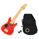 Lieferumfang · Kinder E-Gitarre wie beschrieben · schwarze Gitarrentasche aus robustem, wasserabweisendem Nylon D600 Gewebe, mit Reißverschluss, einstellbarem Rucksackgurt und zwei Tragegriffen · 6er Satz Ersatz-Stahlsaiten · Inbusschlüssel zur Einstellung der Saitenhöhe · ein Plektrum