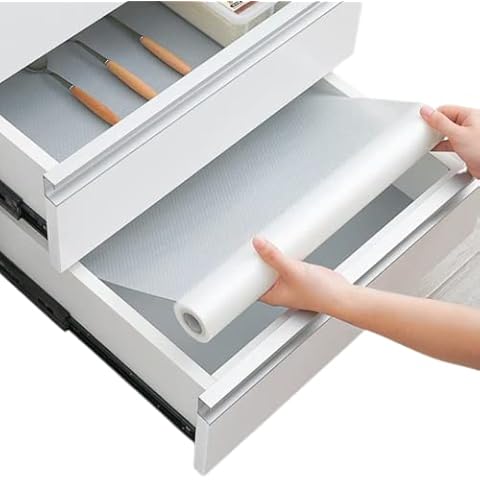 Kitchen Drawer Liners by Linda’s Essentials (45 x 500cm) - Cupboard Liners Kitchen Non Slip Shelf Mat & Fridge Liners that Protects Against Spills - Multi-Use Shelf Liners for Kitchen Cabinets Cover