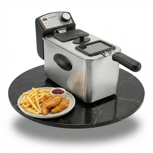Sommertal Fritteuse 3L 2000W – Fritteuse mit Öl aus Edelstahl | Öl Fritteuse 130–200°C | Haushalts Fritteusen mit Sichtfenster | Edelstahl Fritteuse | Deep Fryer für Pommes | EF2000