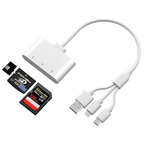 SD Card Reader, XD Card Reader with L- ightning/USB-C/USB-A, 3-in-1 SD/TF/XD Card Adapter for iPhone 16/15/14/13, iPad, PC, Android, SD Card Adapter Support Plug and Play, 480Mbps