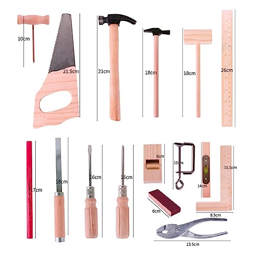 Kids Wooden Tool Set Toy Wooden Tool Box Tools Kit Role Play Montessori Mock Disassembly Construction Toys Realistic Garden Play Set including Box Case and Tools Accessories for Boys Girls - Image 3