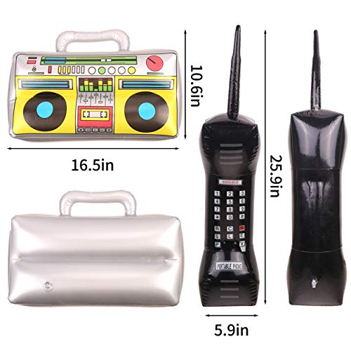Fingooo 2 Pieces Inflatable Radio Boombox And Inflatable Mobile Phone,Mobile Phone Props For 80S 90S Party Decorations #TOP1
