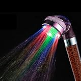 Handheld Showerhead Water Temperature Sensor No Battery Waterproof LED Light 3 Modes, Water Filtrati