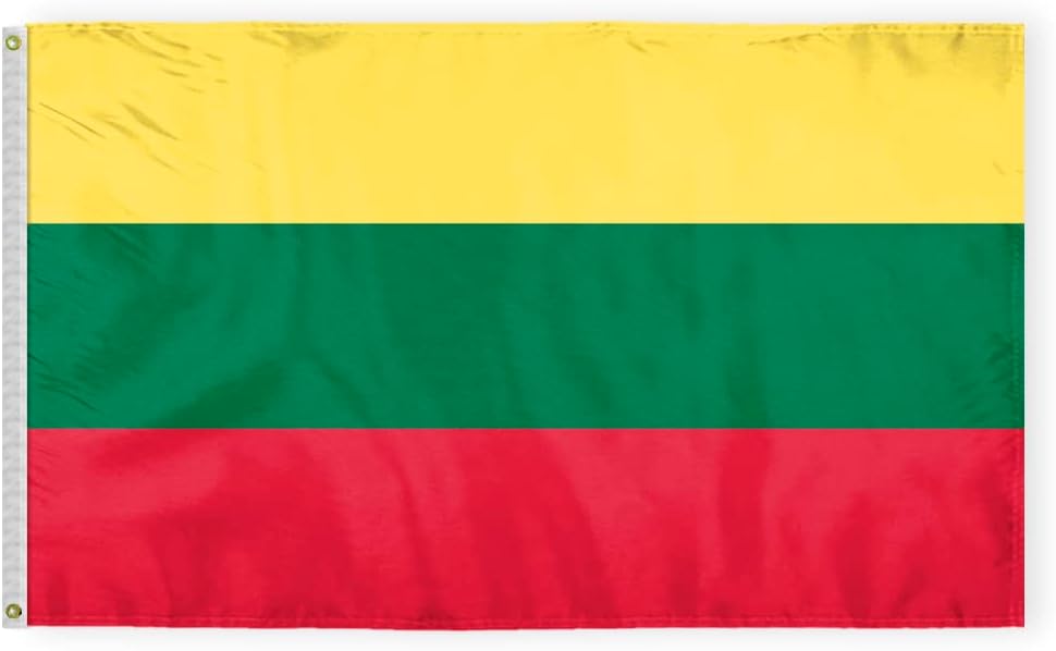AGAS Lithuania Flag 2x3 ft Outdoor 200D Nylon Double Stitched Hem Rust Proof Brass Grommets Canvas Header Lithuanian National Flag
