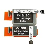 Haute clarté. RUHJFBQL Cartouche d\'encre BCI-15 BK/C BCI-16, Compatible for imprimante i70/i80 SE-LPHY DS700/DS810 iP90 mini220(One Set 2PCS)