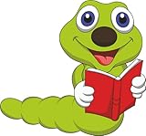 Kontur geschnitten U24 Aufkleber Wurm mit Buch 11 x 10 cm Autoaufkleber Sticker Konturschnitt