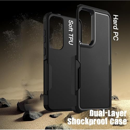 Image of KARWAN Shockproof Back Case Cover Compatible with Moto Edge 60 Stylus, Heavy Duty Case with 360 Degree Camera Protection, Dual Layer Rugged Bumper Protection Cover with Matte Finish (Black)