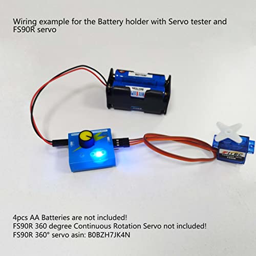 Wishiot 4 Cell Aa Battery Holder Case With Jr Connector 2P Black Red Wire + 3Ch Digital Servo Tester Esc Speed Controller Checker Ccpm Servo Consistency Master For Helicopter Car Boat Robot Servo #TOP4